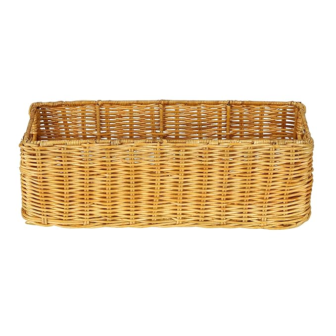 Zik Impex Handmade Rattan & Wicker Basket for Bathroom, Kitchen Counter Top, Storage Shelf, Coffee Table, Decorative Tray, Cosmetic Organizer, Display Holder