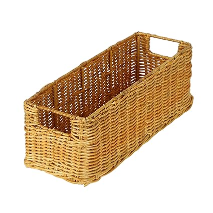 Zik Impex Handmade Rattan & Wicker Basket for Bathroom, Kitchen Counter Top, Storage Shelf, Coffee Table, Decorative Tray, Cosmetic Organizer, Display Holder