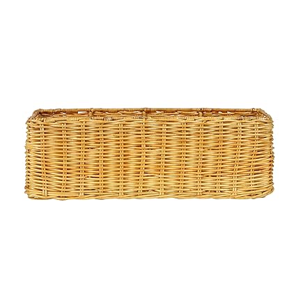 Zik Impex Handmade Rattan & Wicker Basket for Bathroom, Kitchen Counter Top, Storage Shelf, Coffee Table, Decorative Tray, Cosmetic Organizer, Display Holder