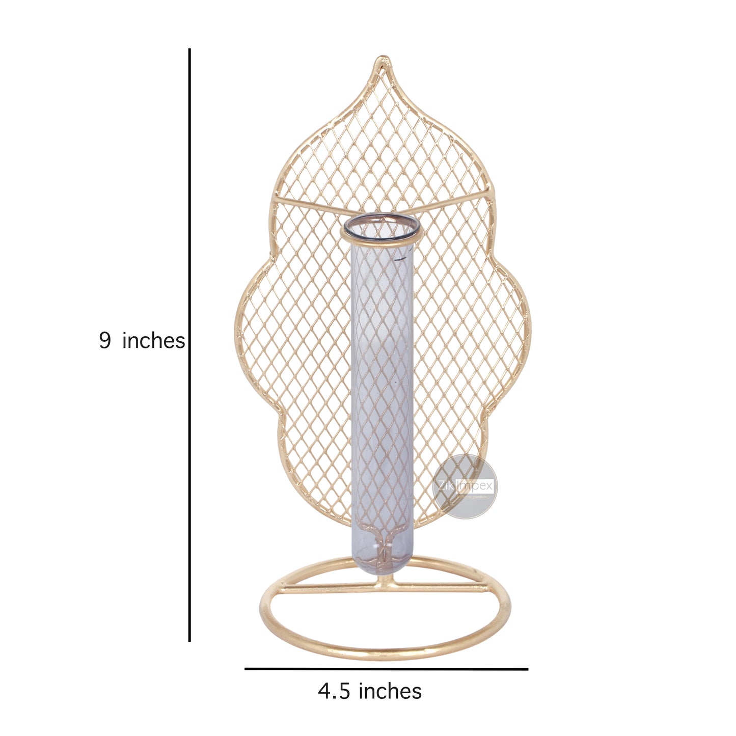 Glass Propagation Station with Metal Frame, Test Tube Vase for Flower Decoration Gold Flower Vase 9In (Pack of 1) for Living Room, Bedroom, Office