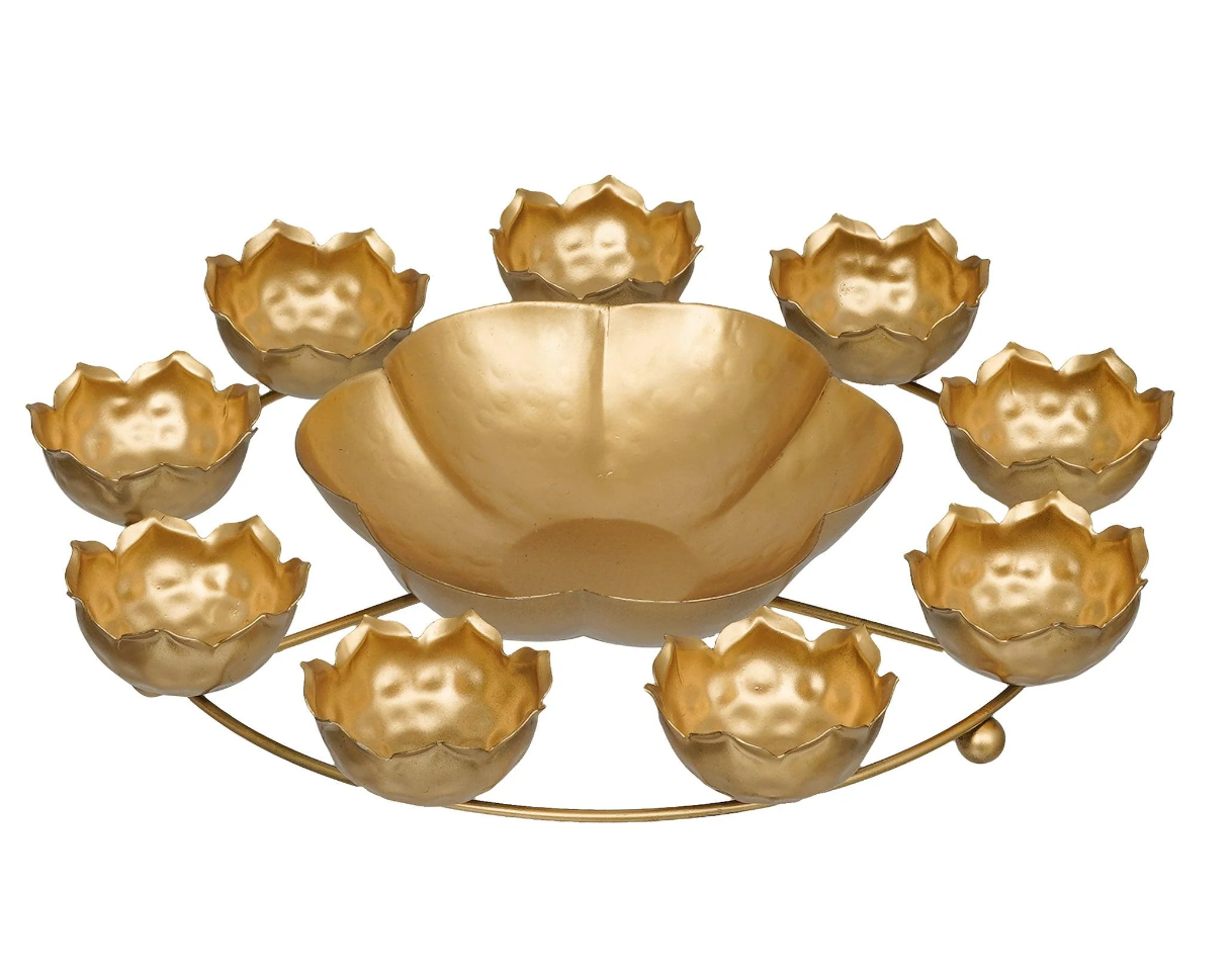 Exquisite Round Rangoli Diya Stand, Urli, Decorative Bowls for Center Table for Living Room, Office, Home.